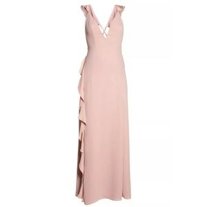 NEW Fame and Partners Blush Pink Ruffle Maxi Dress